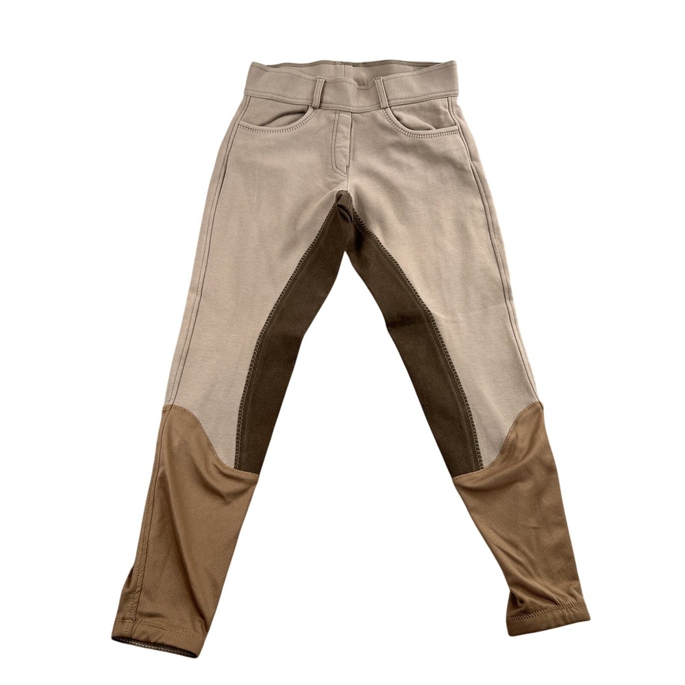 Ovation Full Seat Equestrian Riding Breeches S Tan Girls Horse Schooling Pull On